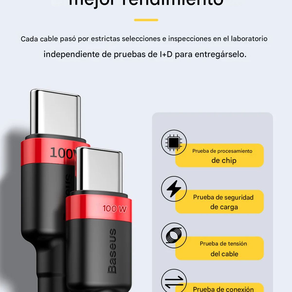 BASEUS - Cable Baseus USB-C a USB-C 2m 60W 5A PD Carga Rápida