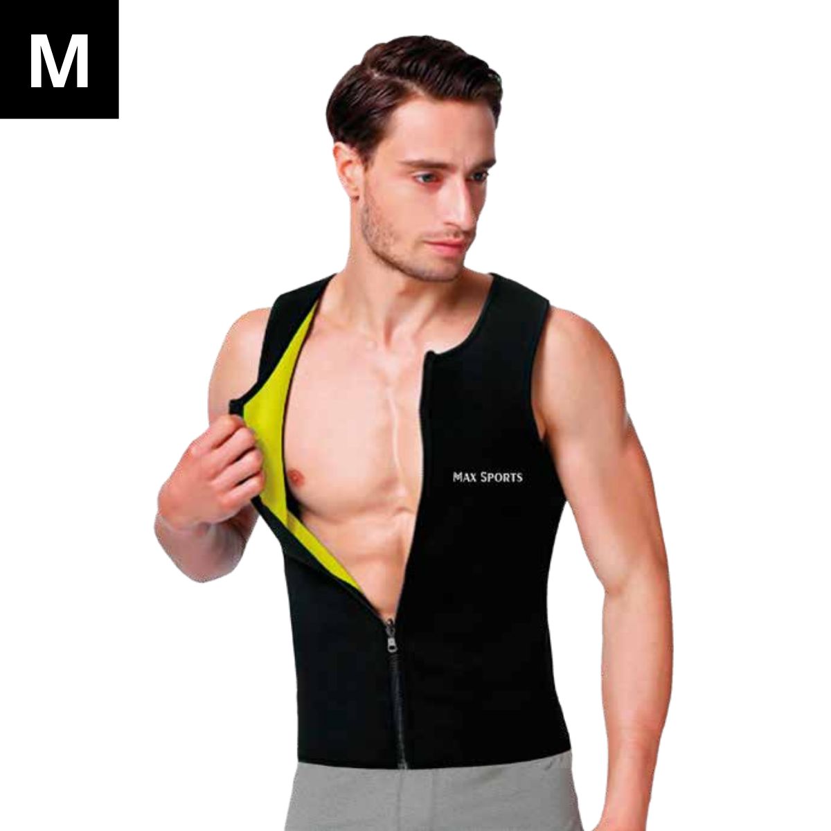 GENERICO - Faja Chaleco con Cierre Negro y Neón M  MAXSPORTS