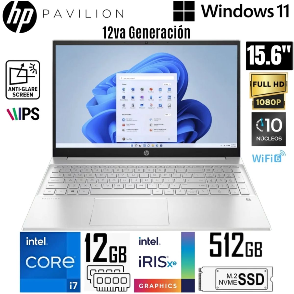HP - Laptop HP Pavilion 15-EG2506LA Intel Core i7-1255U 12GB RAM 512GB SSD 156 FHD Plateado