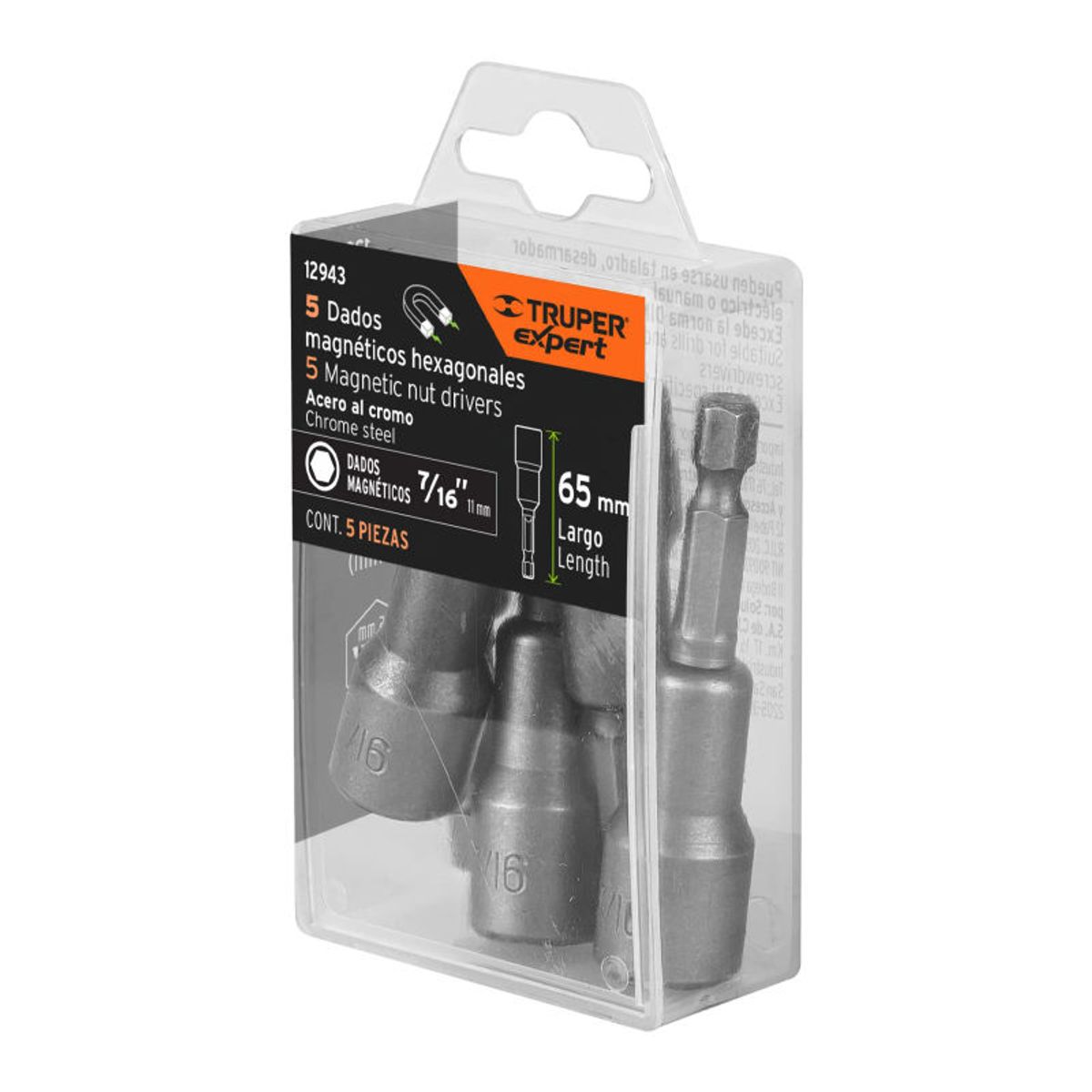 TRUPER - Estuche con 5 dados magnéticos de 716 largo 2-12 Expert - 12943