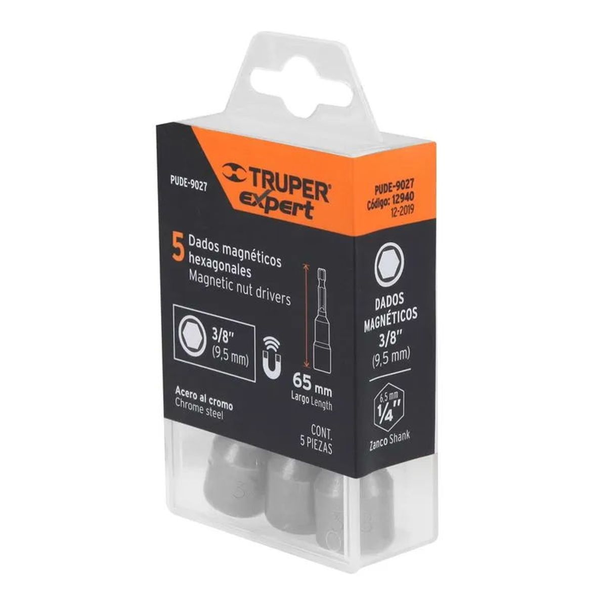 TRUPER - Estuche con 5 dados magnéticos de 38 largo 2 Truper - 12940