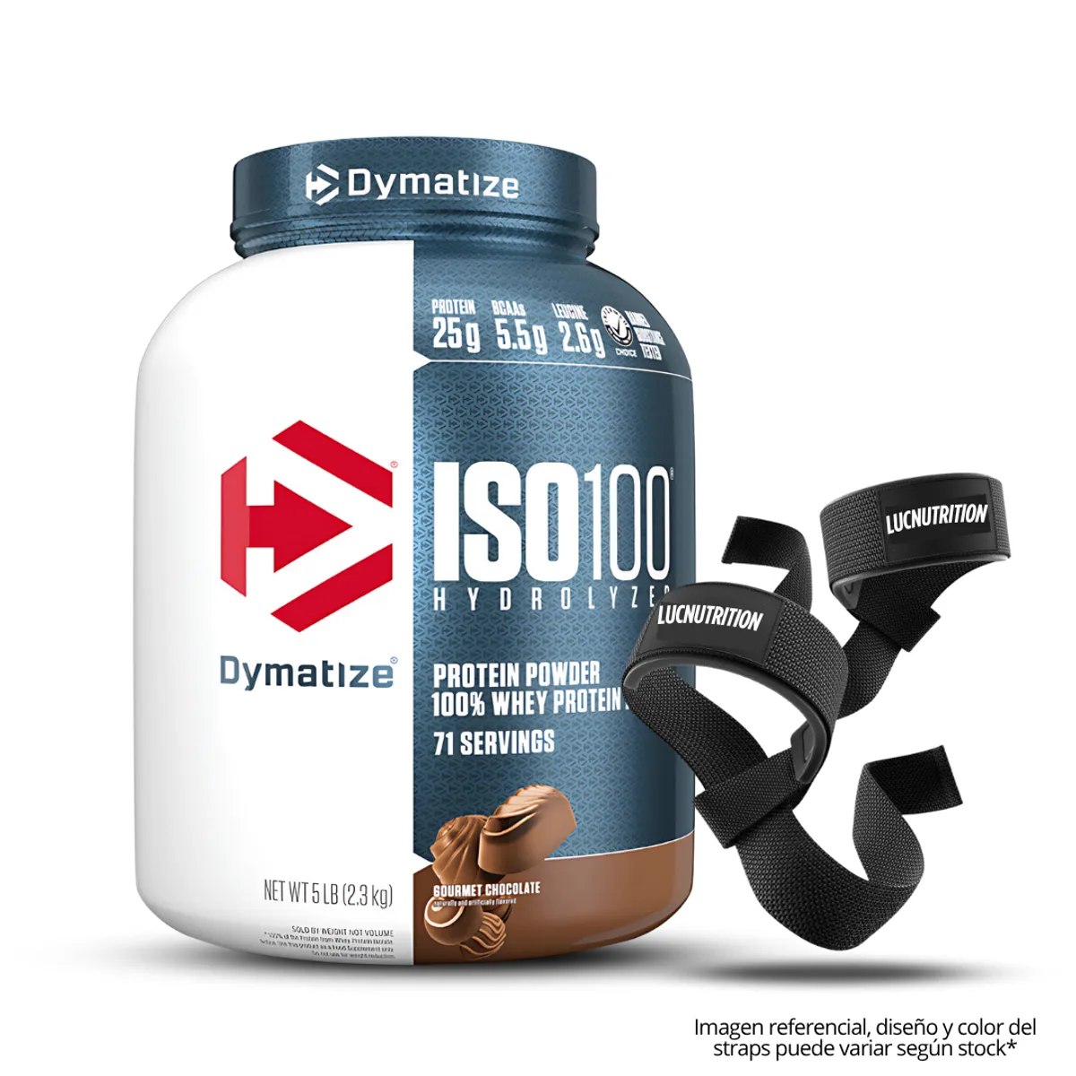 DYMATIZE - Iso 100 5 LB Hidrolizada Gourmet Chocolate + Straps