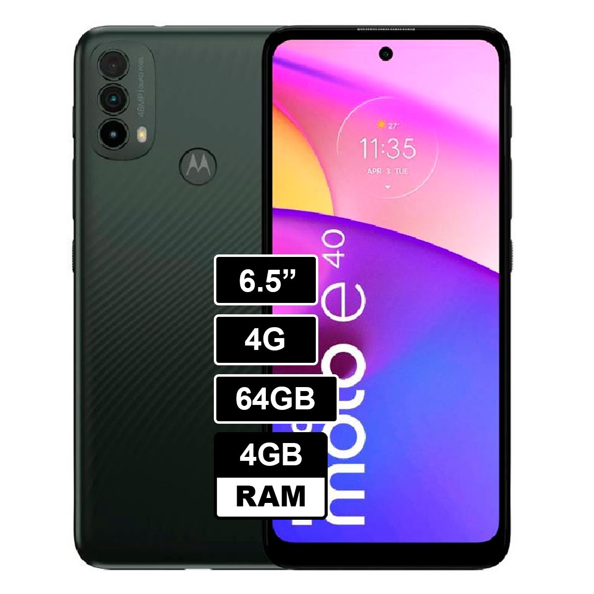 MOTOROLA - Celular Moto E40 64GB 4GB RAM Gris Acero
