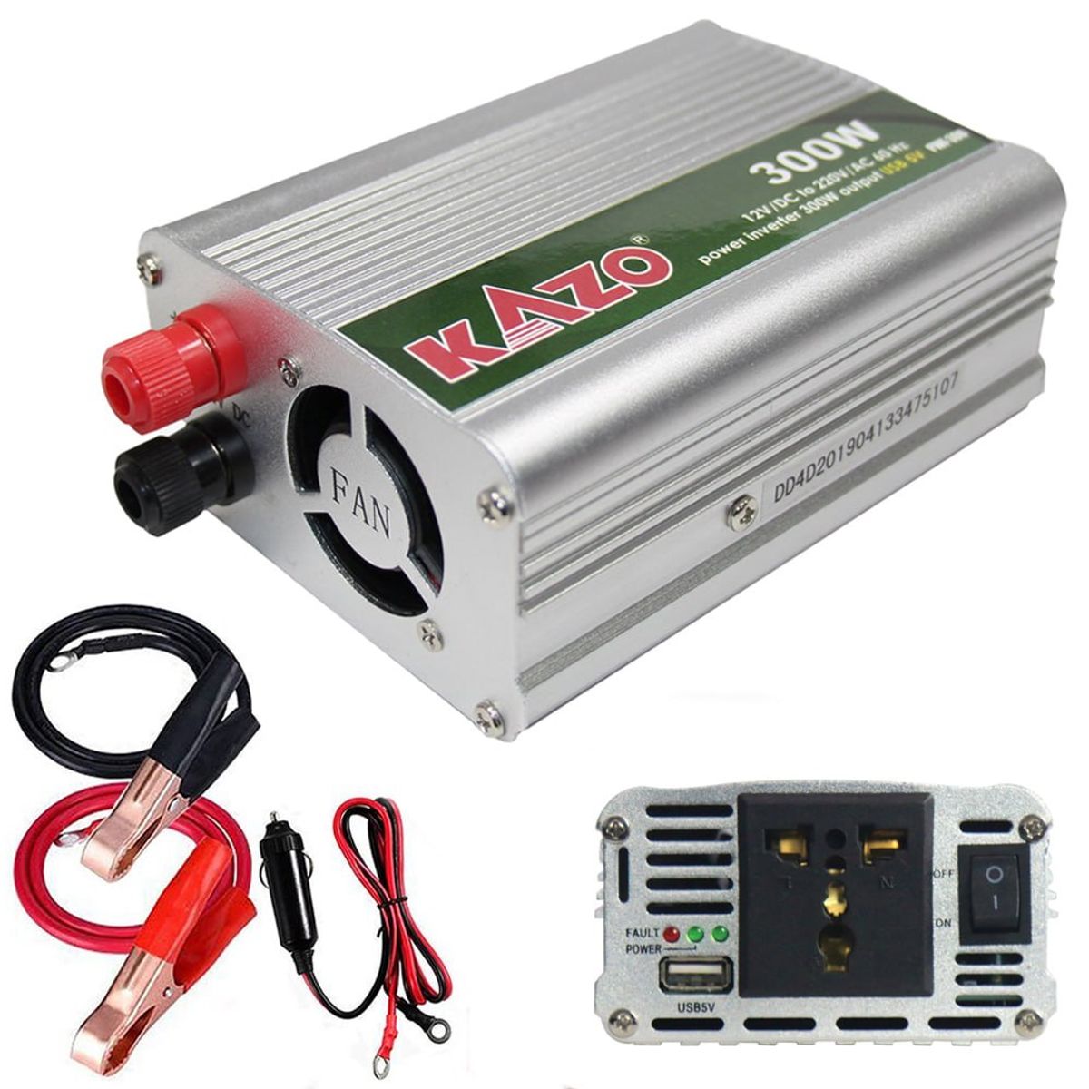 KAZO - Inversor De Corriente 12v A 220v 300w Para Auto Kazo