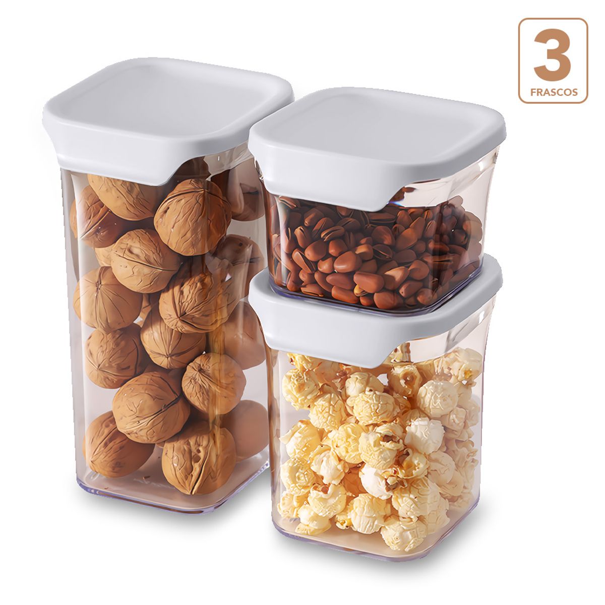 KELLER - Set de Frascos Herméticos 3 Piezas con Tapa H10