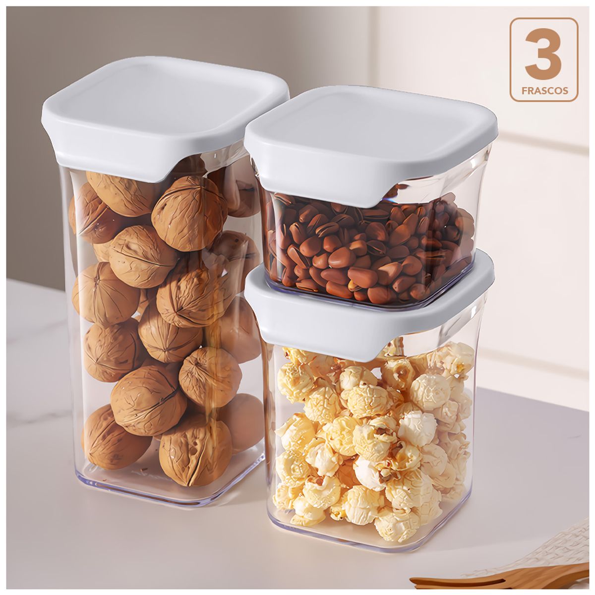 KELLER - Set de Frascos Herméticos 3 Piezas con Tapa H10