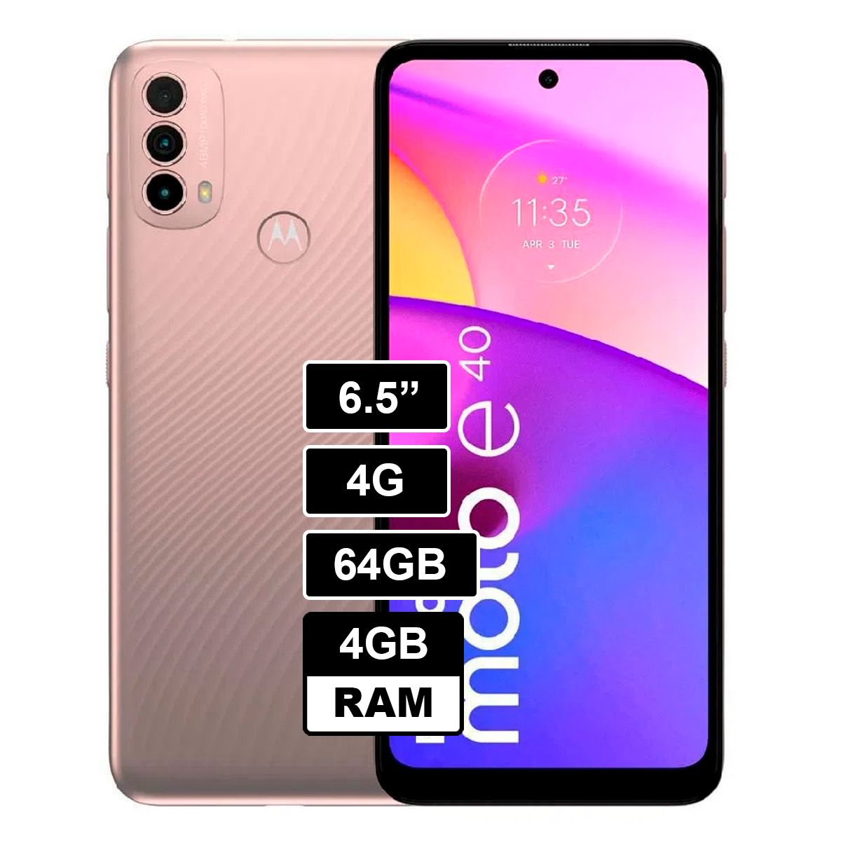 MOTOROLA - Celular Moto E40 64GB 4GB RAM Rosa