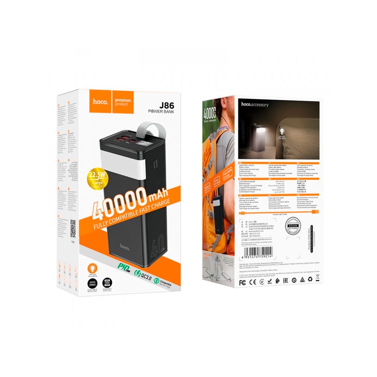 HOCO - Power Bank 40000mAh CARGA RAPIDA 22.5 W Hoco J86