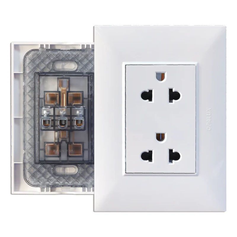 OPALUX - Tomacorriente Doble con Protección para empotrar “OPALUX” UNIVERSAL+TIERRA  2P+T 15A 250V - KF6208TR