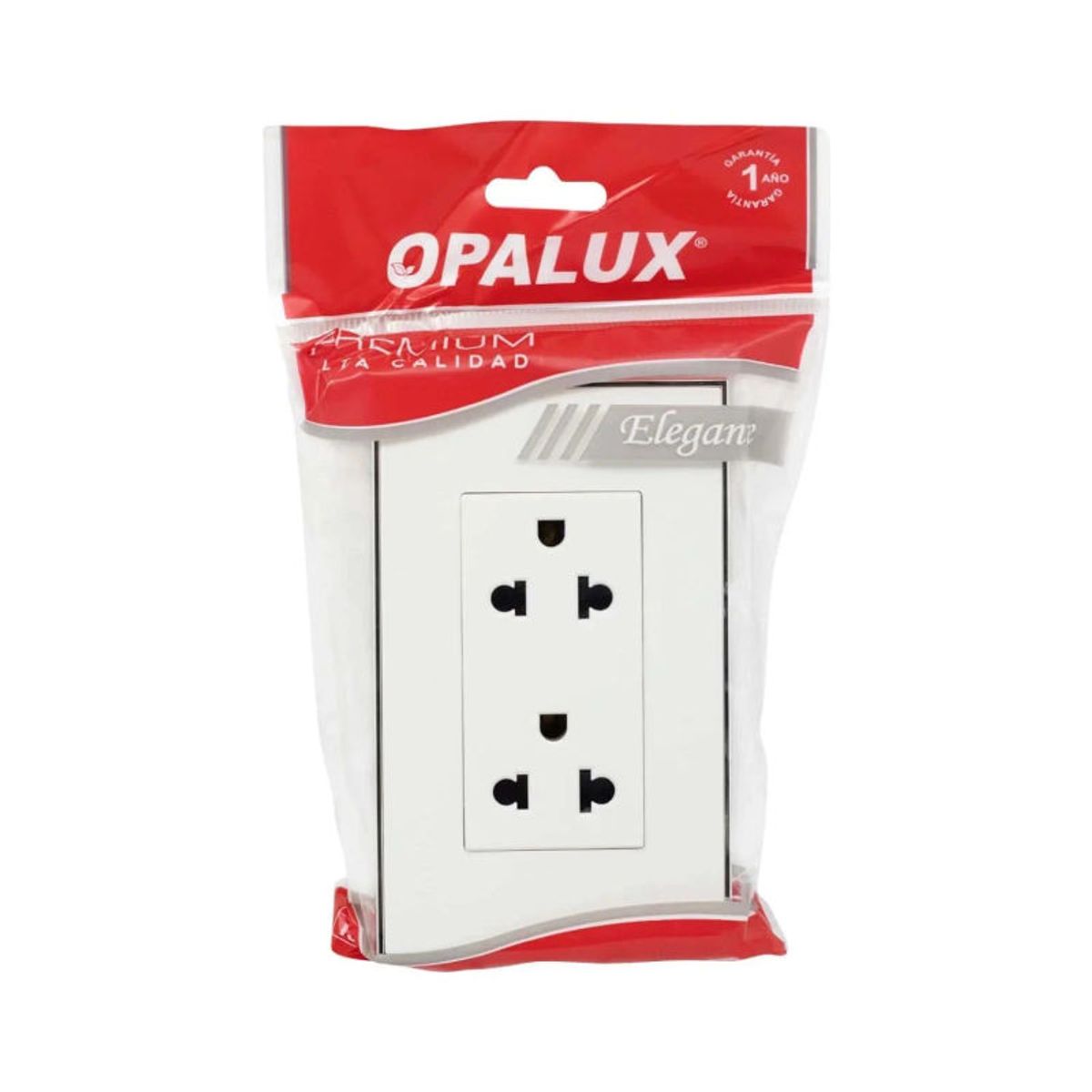 OPALUX - Tomacorriente Doble Universal 2 Polos con Línea Tierra OP-1216 OPALUX
