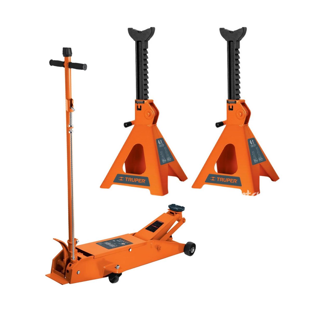 TRUPER - Gata tipo lagarto 5 toneladas + Caballete de 6 toneladas 2 piezas Truper