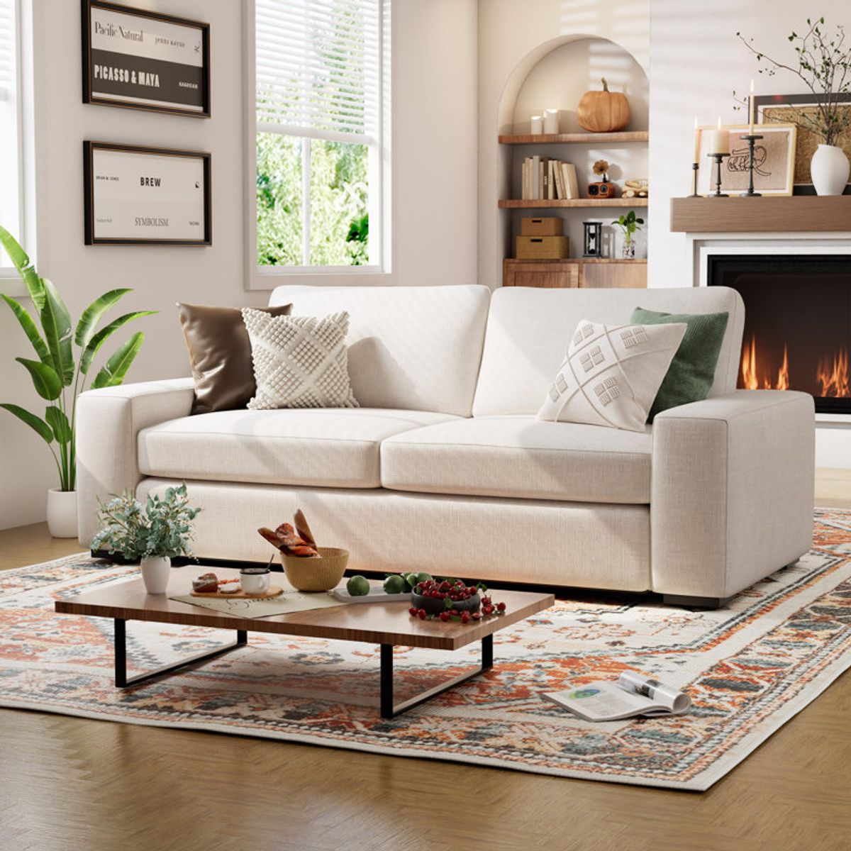 ARTSOFA - Sofá laurs impermeable beige  3 cuerpos + obsequio