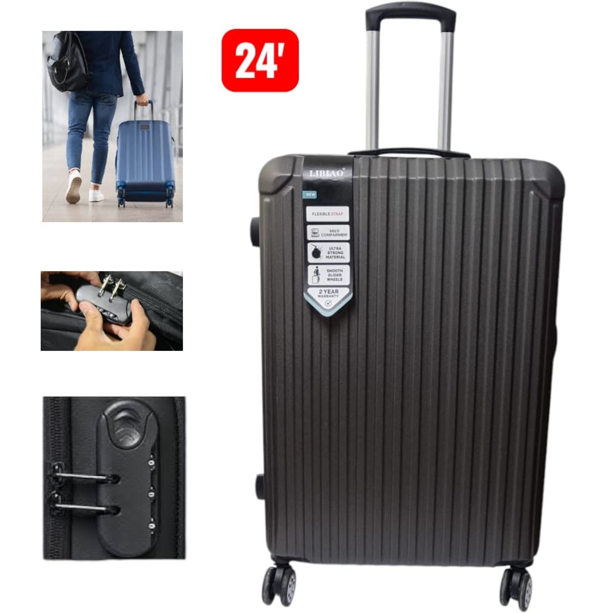 OEM - Maleta de 24pulgadas 65x40x25cm hasta 23kg Turismo de Policarbonato