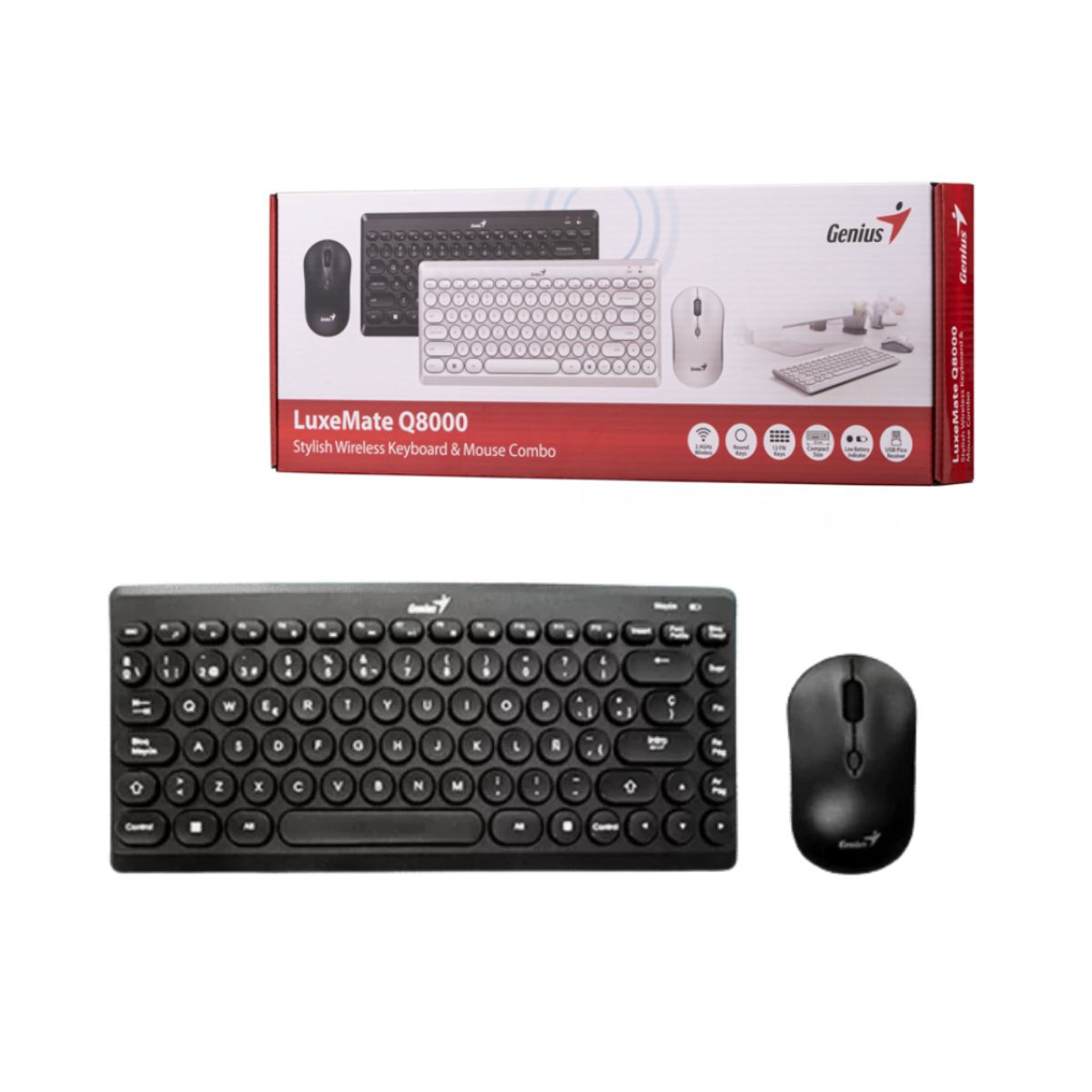 GENIUS - Teclado + Mouse Genius LuxeMate Q8000 Inalámbrico con Receptor USB