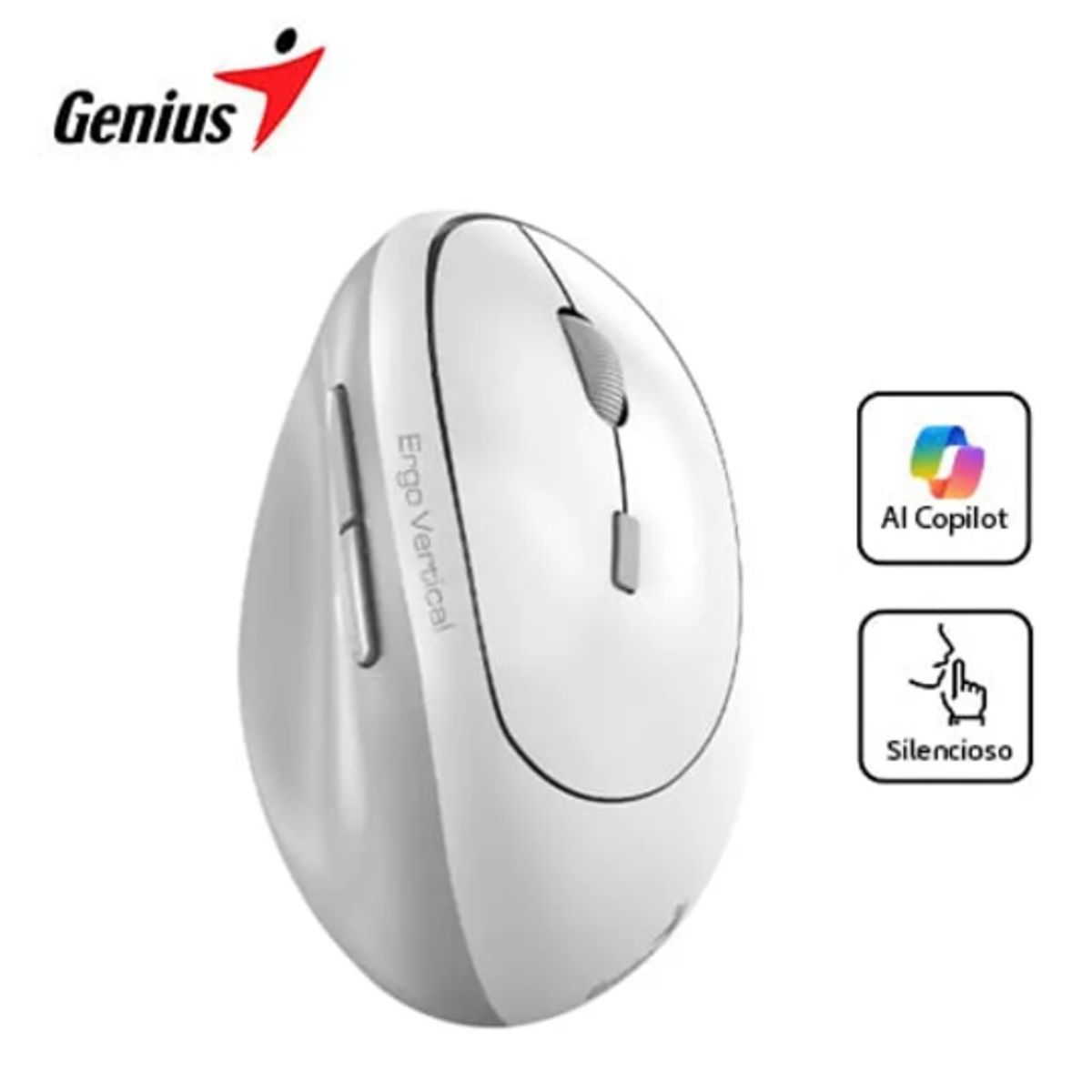 GENIUS - Mouse Vertical Inalambrico Ergonomico 8350S 6 botones White Grey