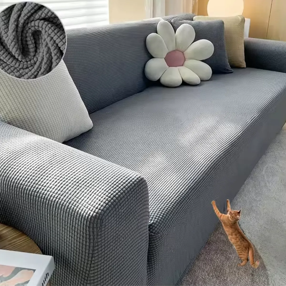 GENERICO - Set Fundas para muebles 3, 2, 1 - GRIS / MODELO GALLETA