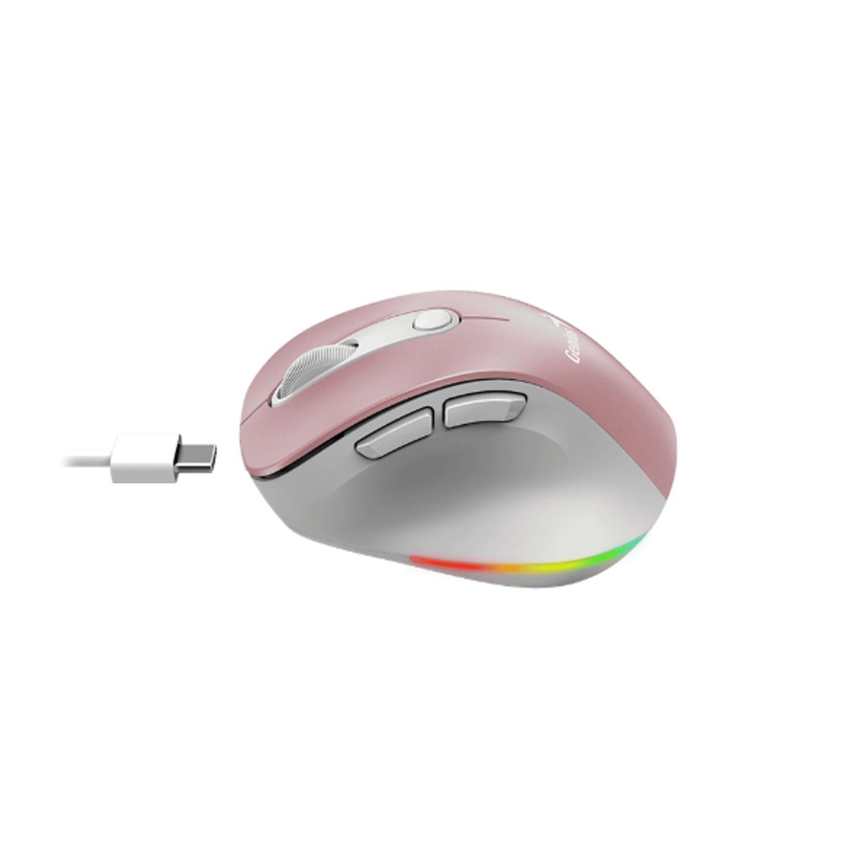 GENIUS - Mouse ERGO 9000S PRO Inalámbrico Pro Dual Recargable RGB PINK