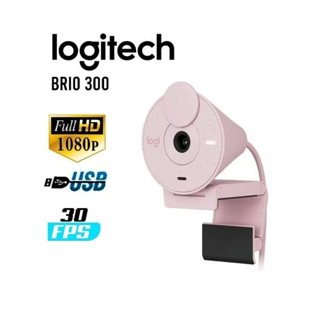 LOGITECH - Cámara Web Logitech Brio 300 Fhd 1080p- Rose
