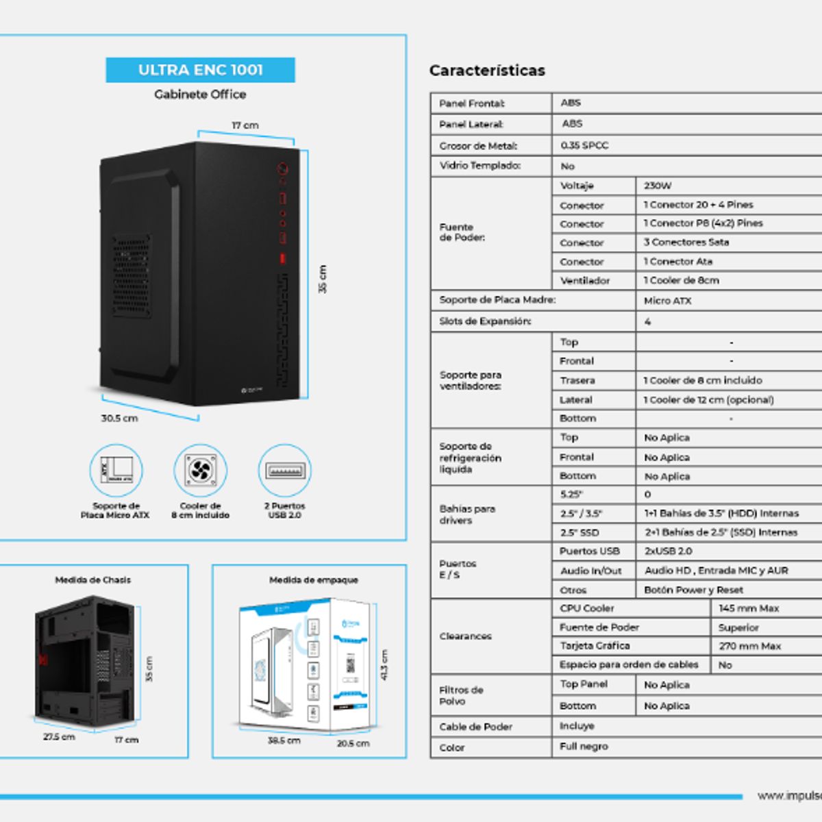 ENKORE - Case Office ULTRA ENC 1001 MicroATX  PSU 230W ENKORE