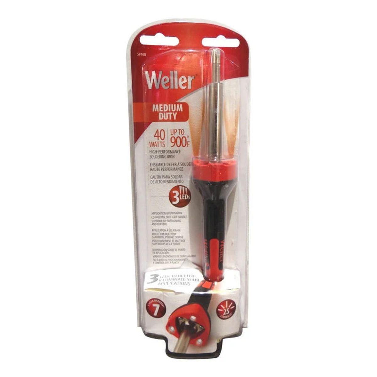 GENERICO - Cautín Weller de 40w Punta Plana C Luces Led - SP40N