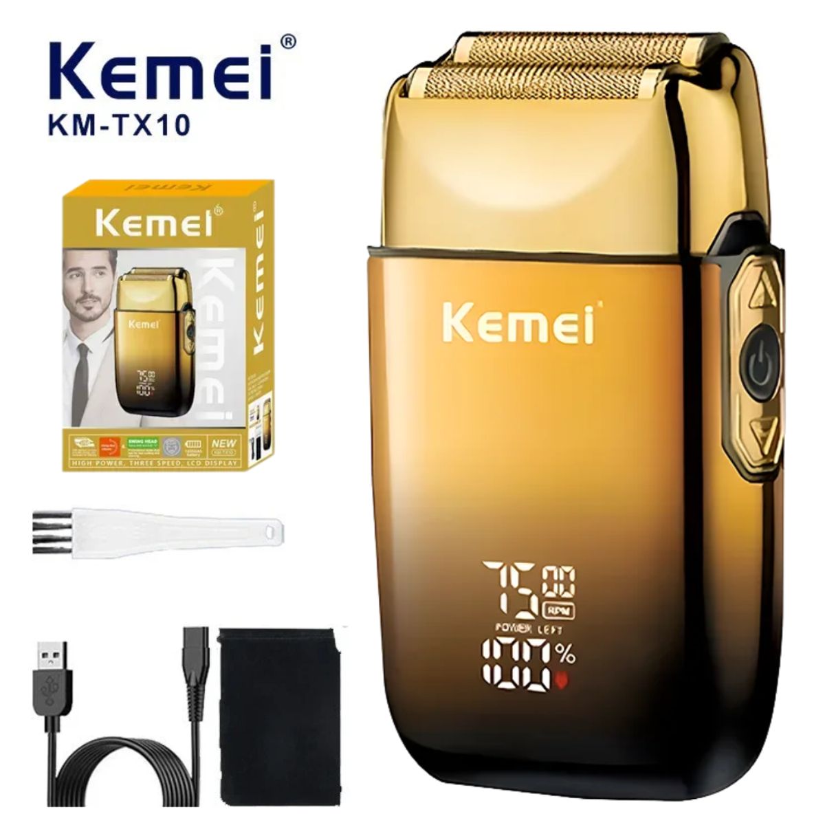 KEMEI - Máquina Afeitadora Profesional Kemei Shaver Inalámbrica Recargable