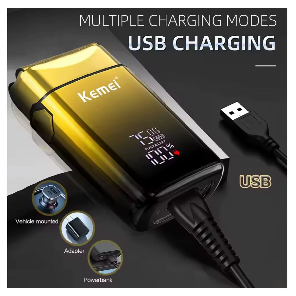 KEMEI - Máquina Afeitadora Profesional Kemei Shaver Inalámbrica Recargable