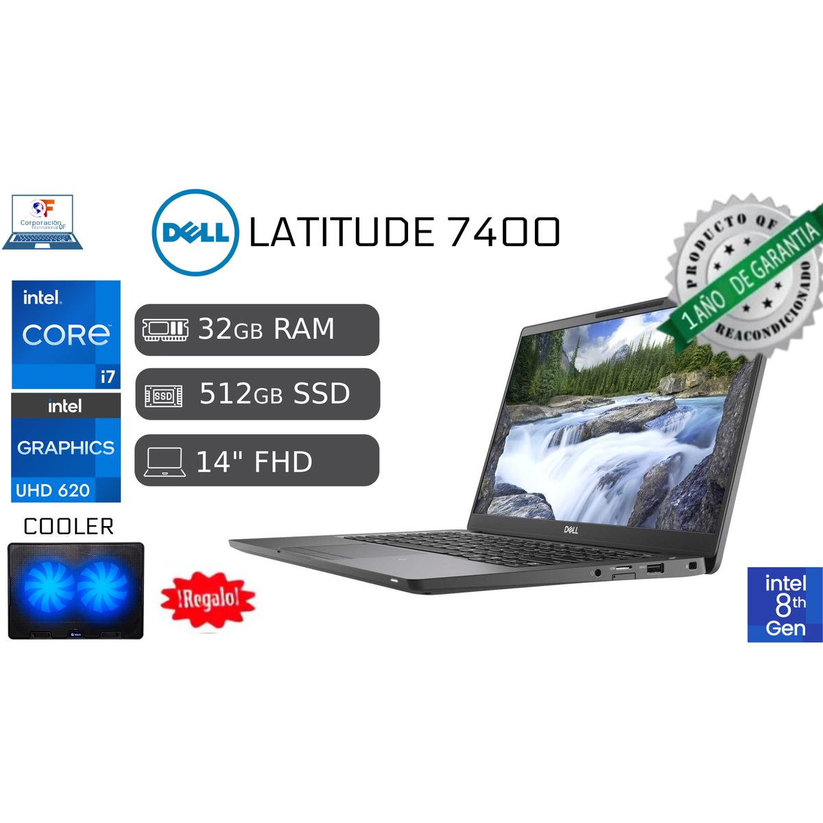 DELL - Laptop Dell Latitude 7400 Intel Ci7 8va Gen 32GB RAM 512GB SSD Reacondicionado 1 año garantía