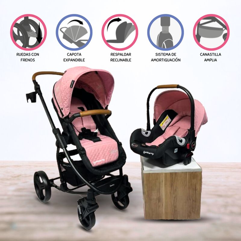 BABY KITS - Coche Para Bebe Travel System «PRIMA PLUS» Pink