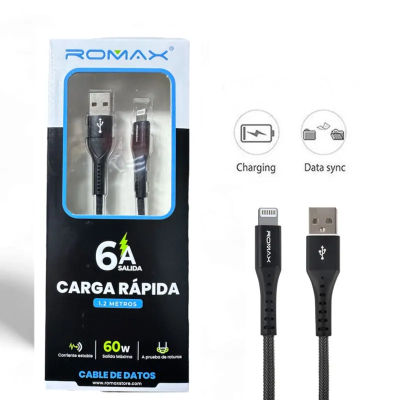 GENERICO - Cable Cargador tipo USB a Iphone Carga rápida 1.2 M