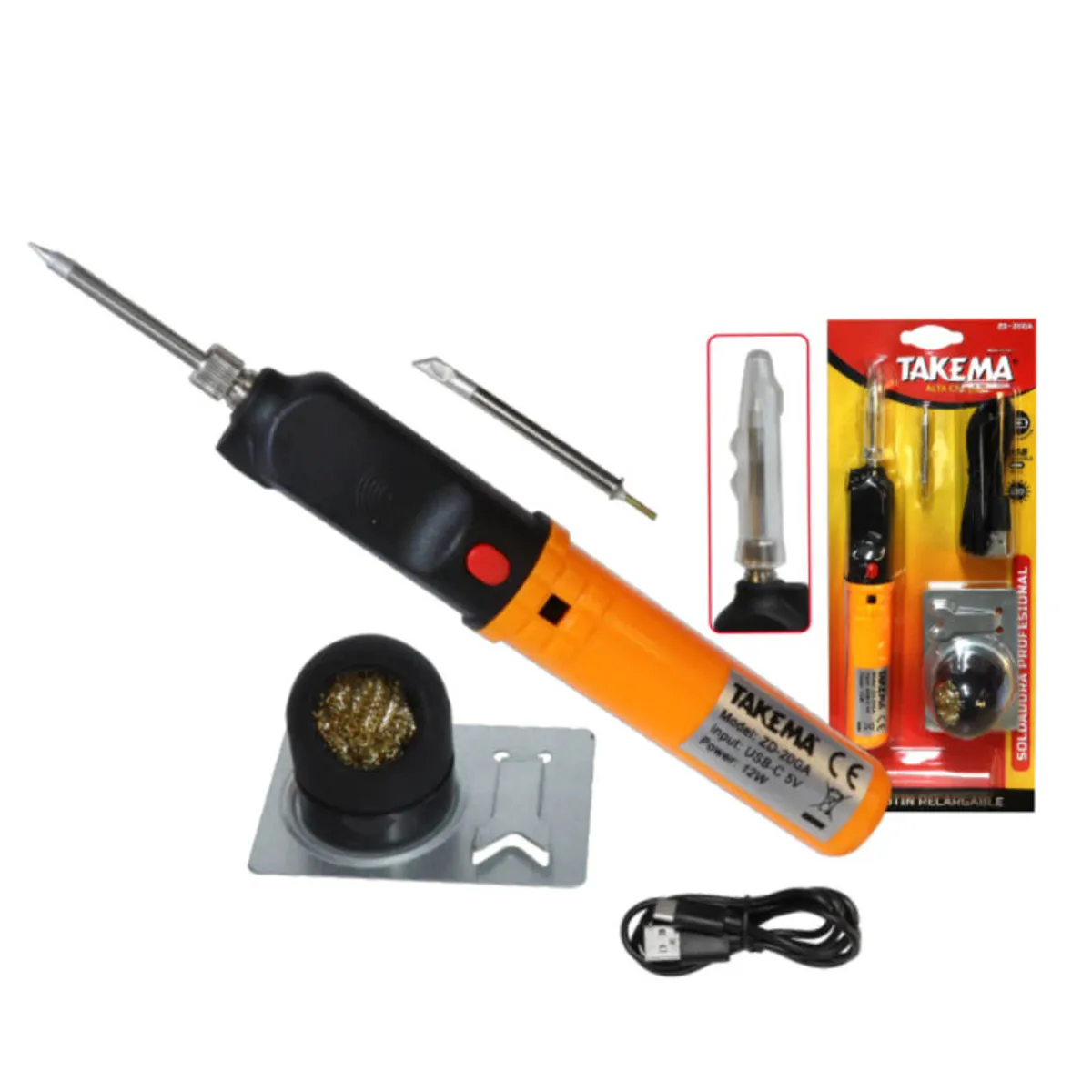 TAKEMA - Cautin Recargable Tipo C 12W TAKEMA ZD-20GA