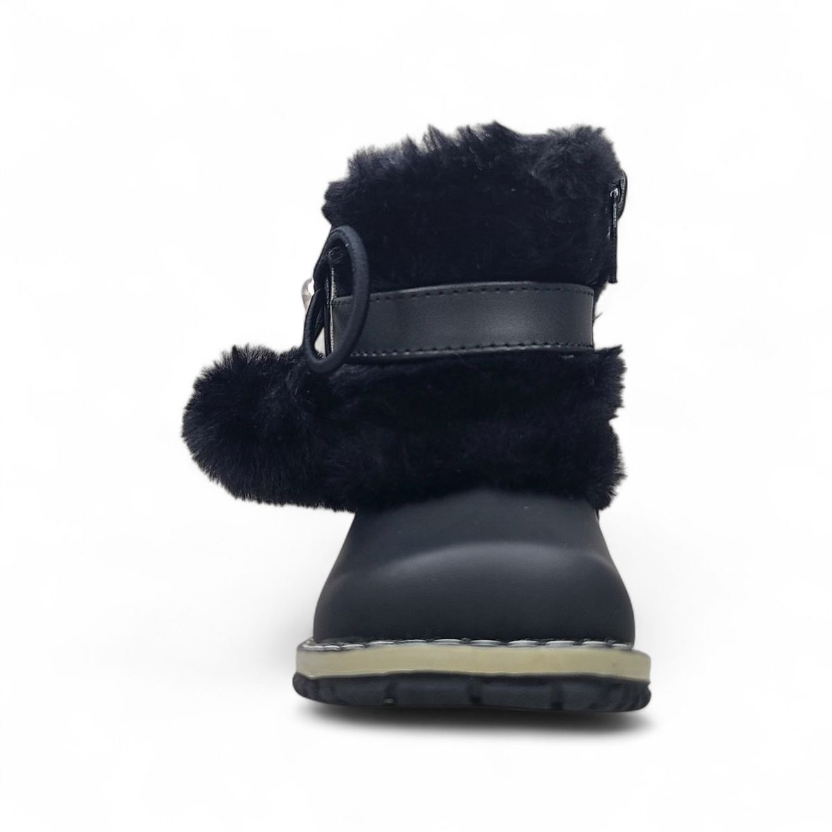 GENERICO - Bota peluche pompón Pibe Negro para Niña Bebé