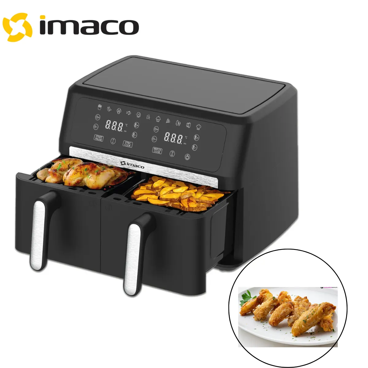 IMACO - FREIDORA DE AIRE DOBLE CANASTILLA IMACO 9 LITROS XXL