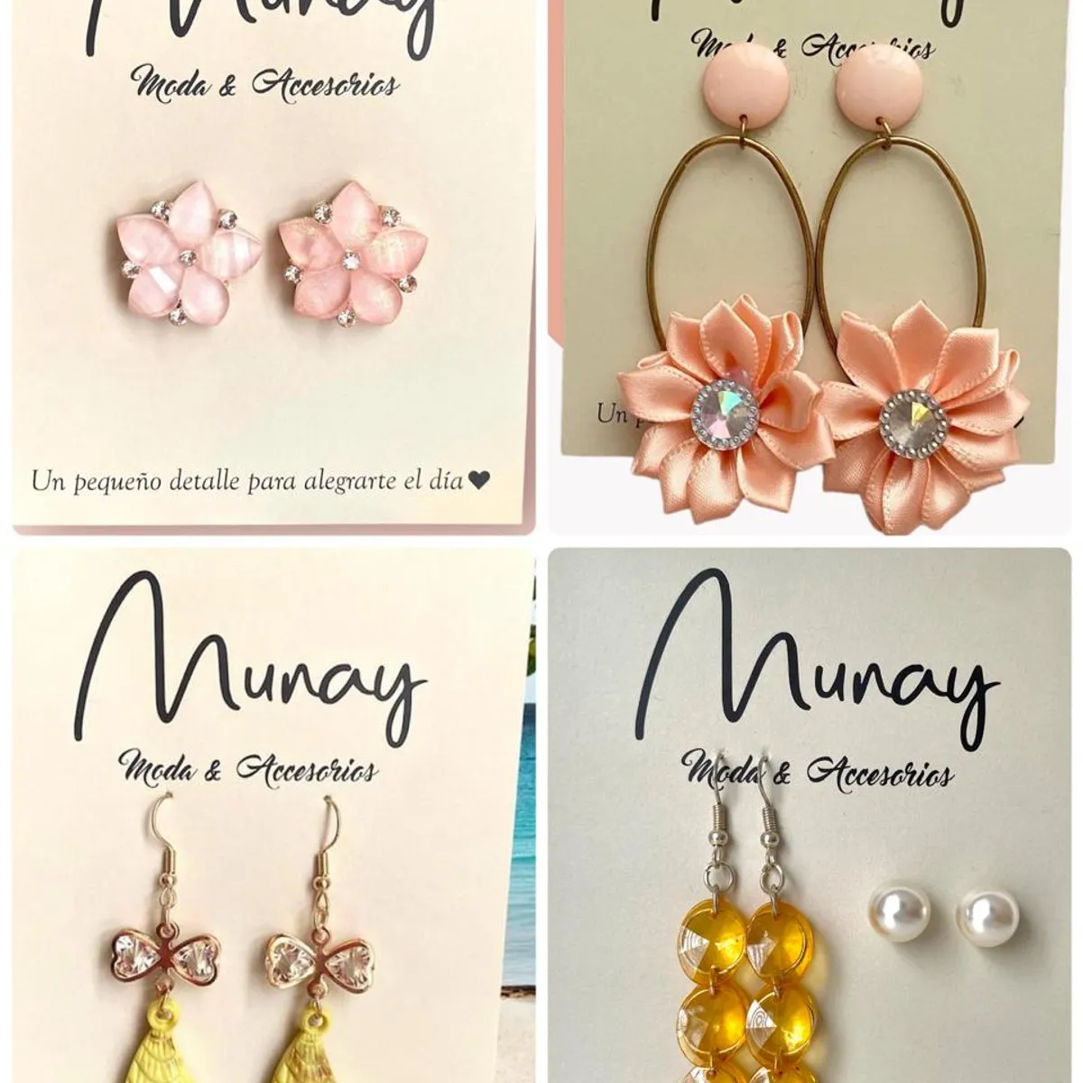 GENERICO - Set de aretes por 4 unidades modelo dulce alegria