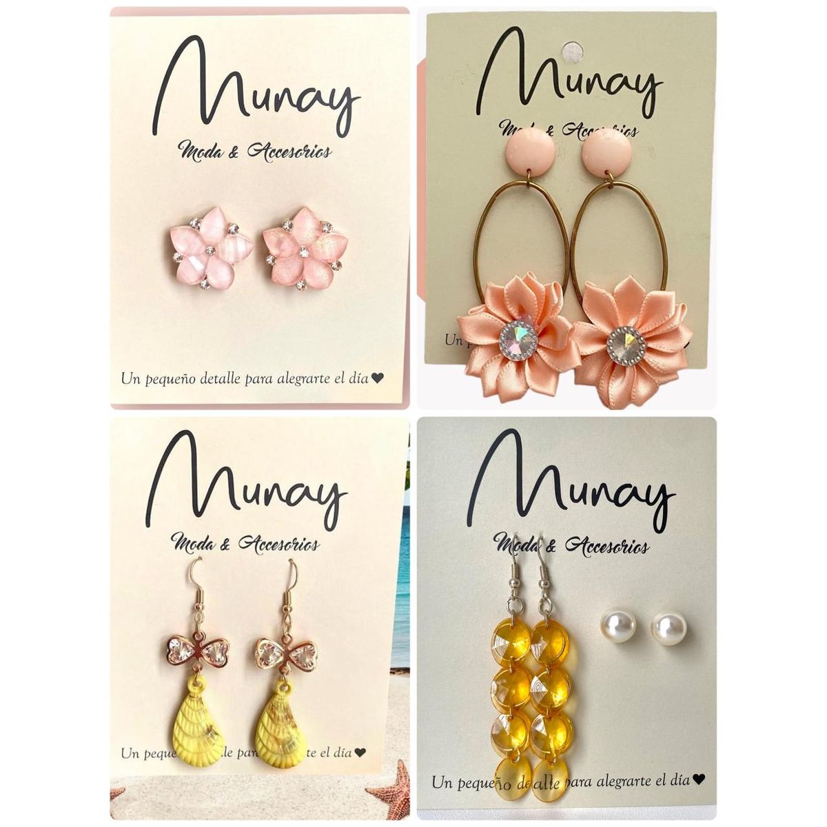 GENERICO - Set de aretes por 4 unidades modelo dulce alegria