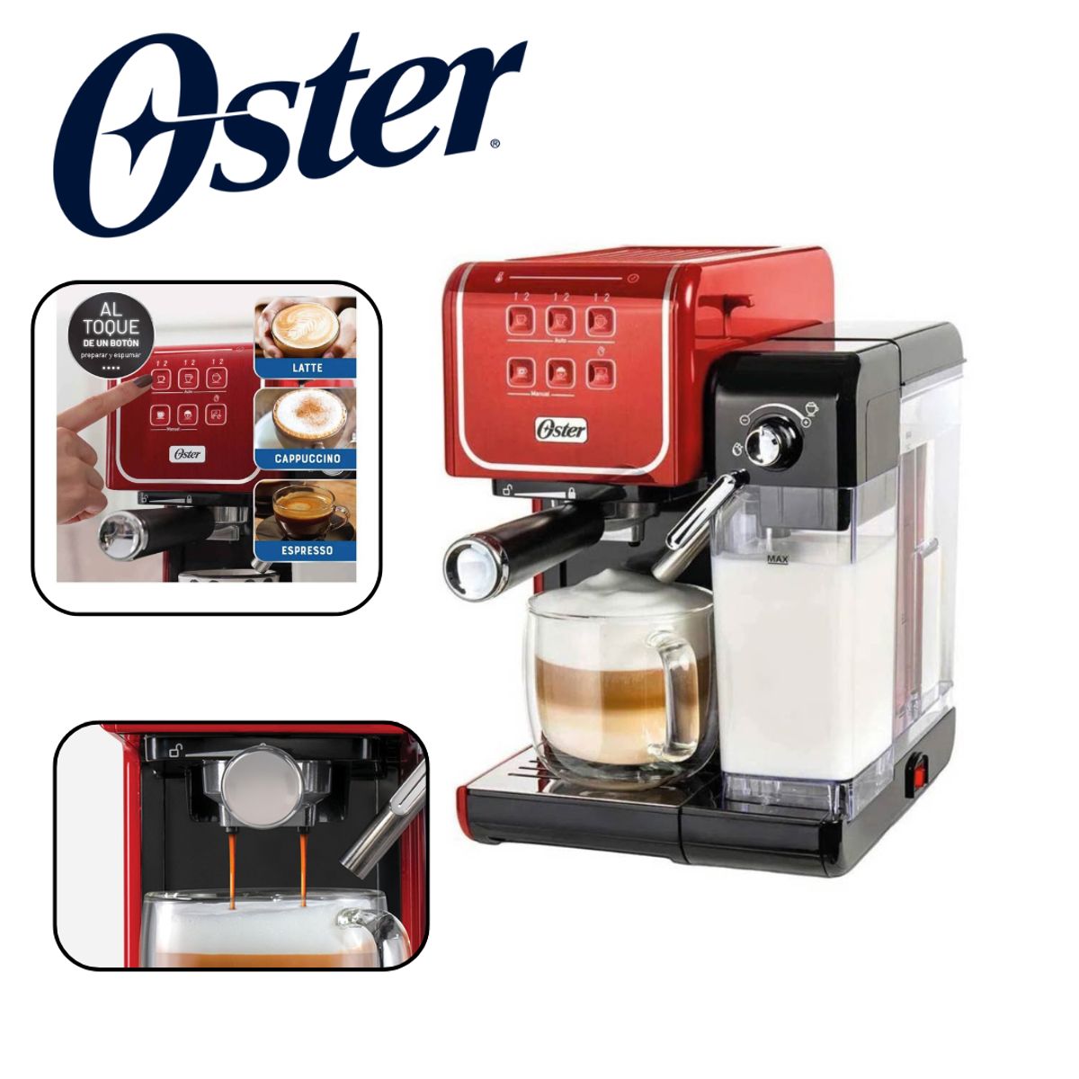 OSTER - Cafetera PrimaLatte Touch Oster  BVSTEM6801R Rojo