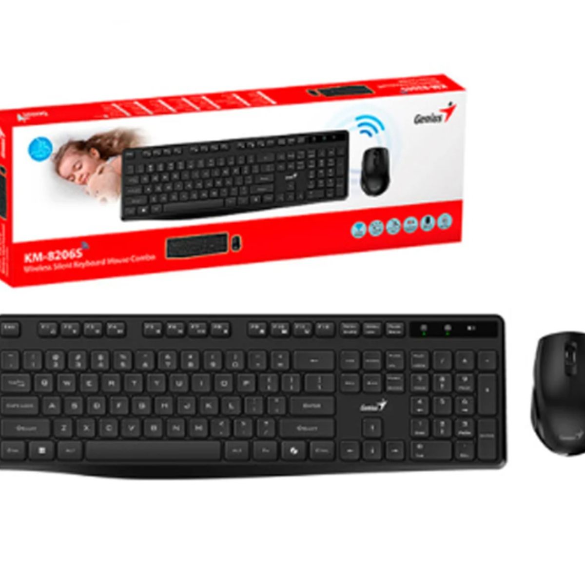 GENIUS - Kit Teclado + Mouse Inalámbrico KM-8206S USB Black GENIUS
