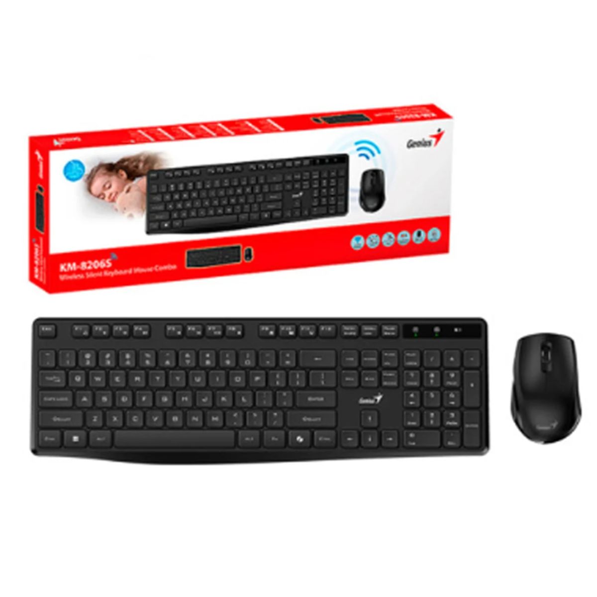 GENIUS - Kit Teclado + Mouse Inalámbrico KM-8206S USB Black GENIUS