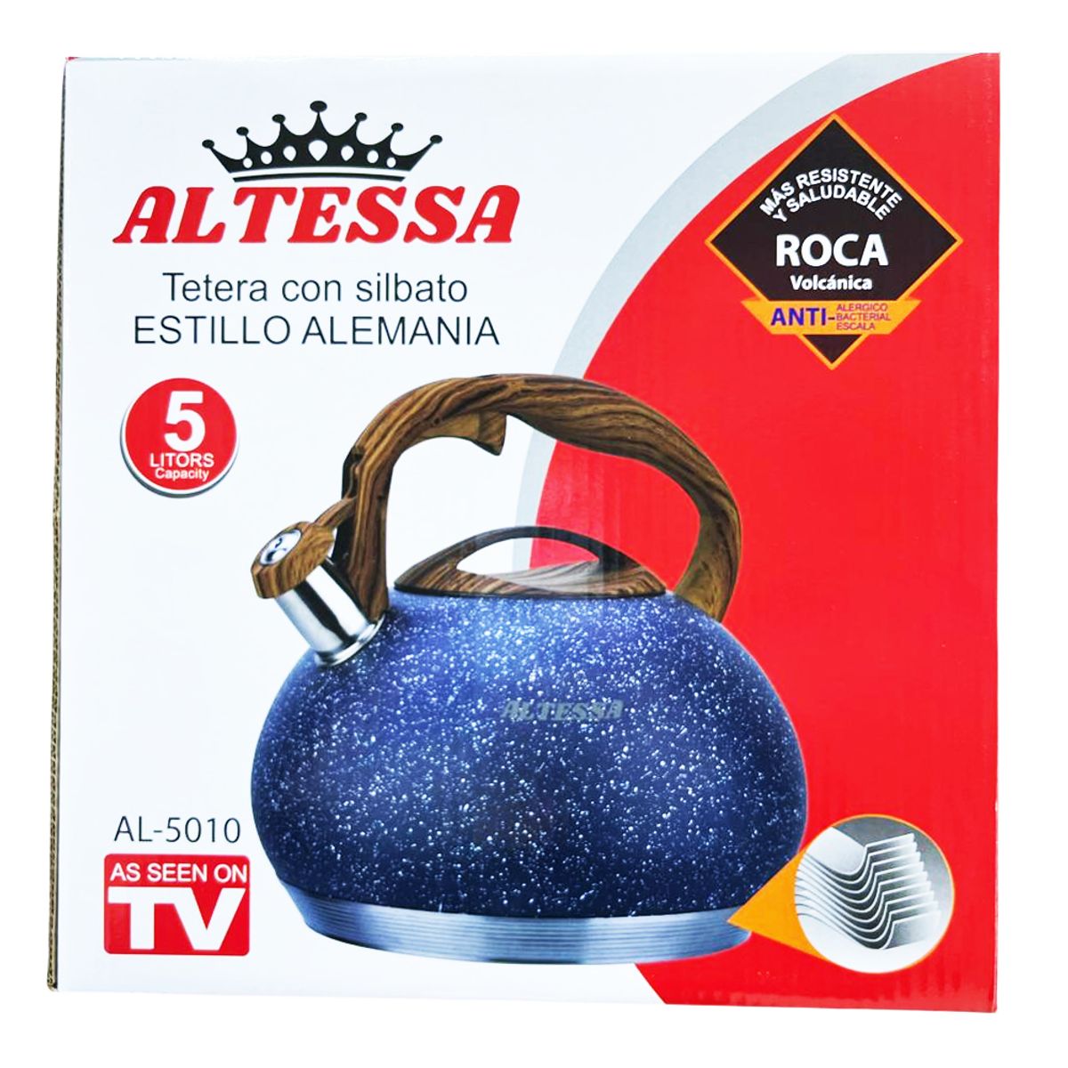 GENERICO - Tetera con Silbato ALTESSA con Diseño de Roca Volcánica AL-5010