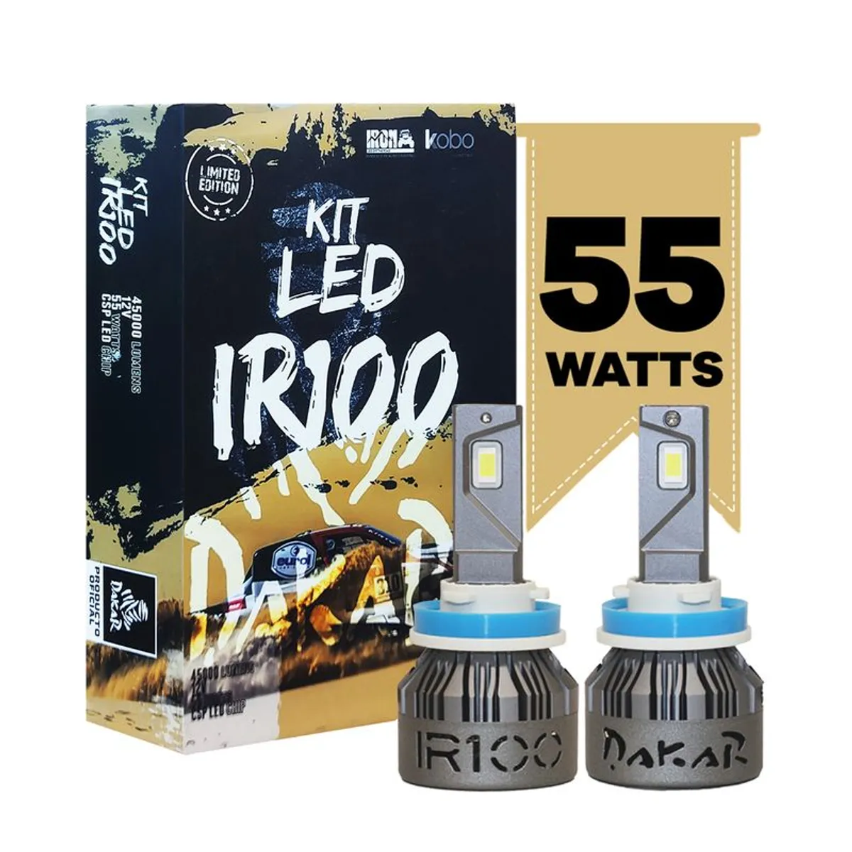 KOBO - Kit Focos Iron Led Irx Original H11 Altas Bajas Neblineros