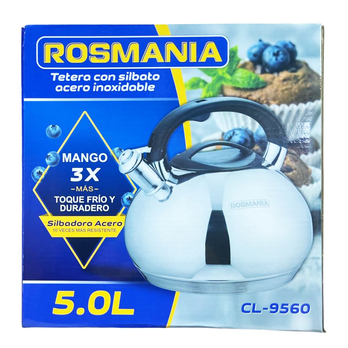 GENERICO - Tetera con Silbato Rosmania de 5 litros CL-9560 acero  inoxidable