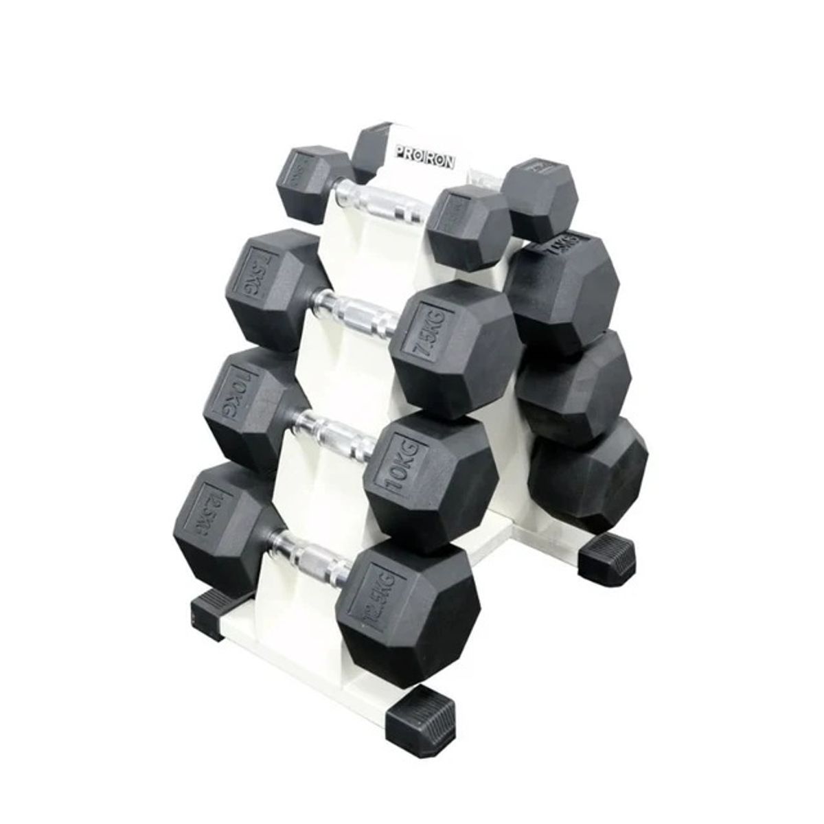 PROIRON - Set de mancuernas hexagonales de 70KG + Rack de Acero