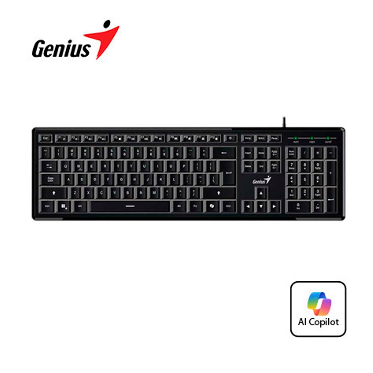 GENIUS - Teclado Retroiluminado GENIUS SLIMSTAR 820 AI COPILOT USB SP BLACK