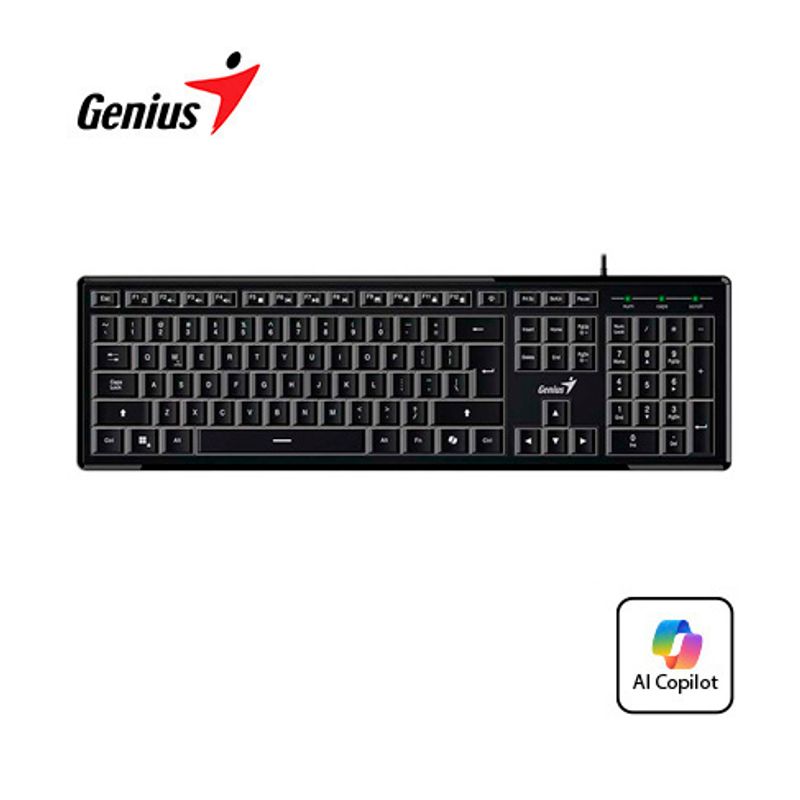 GENIUS - Teclado Retroiluminado GENIUS SLIMSTAR 820 AI COPILOT USB SP BLACK