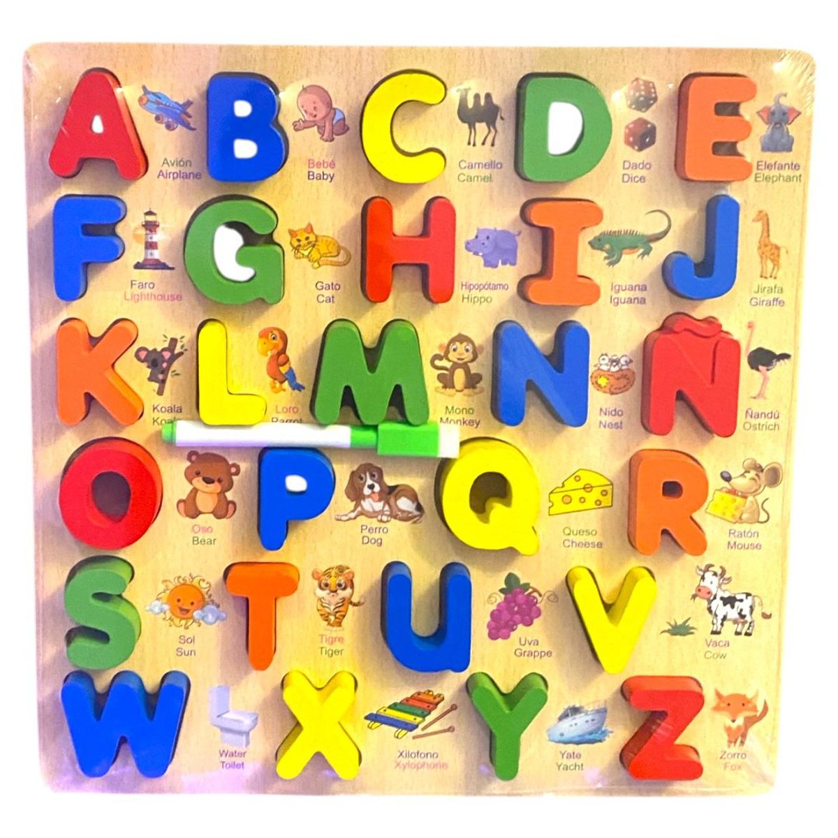 GENERICO - Rompecabezas de Madera de Abecedario Alfabeto