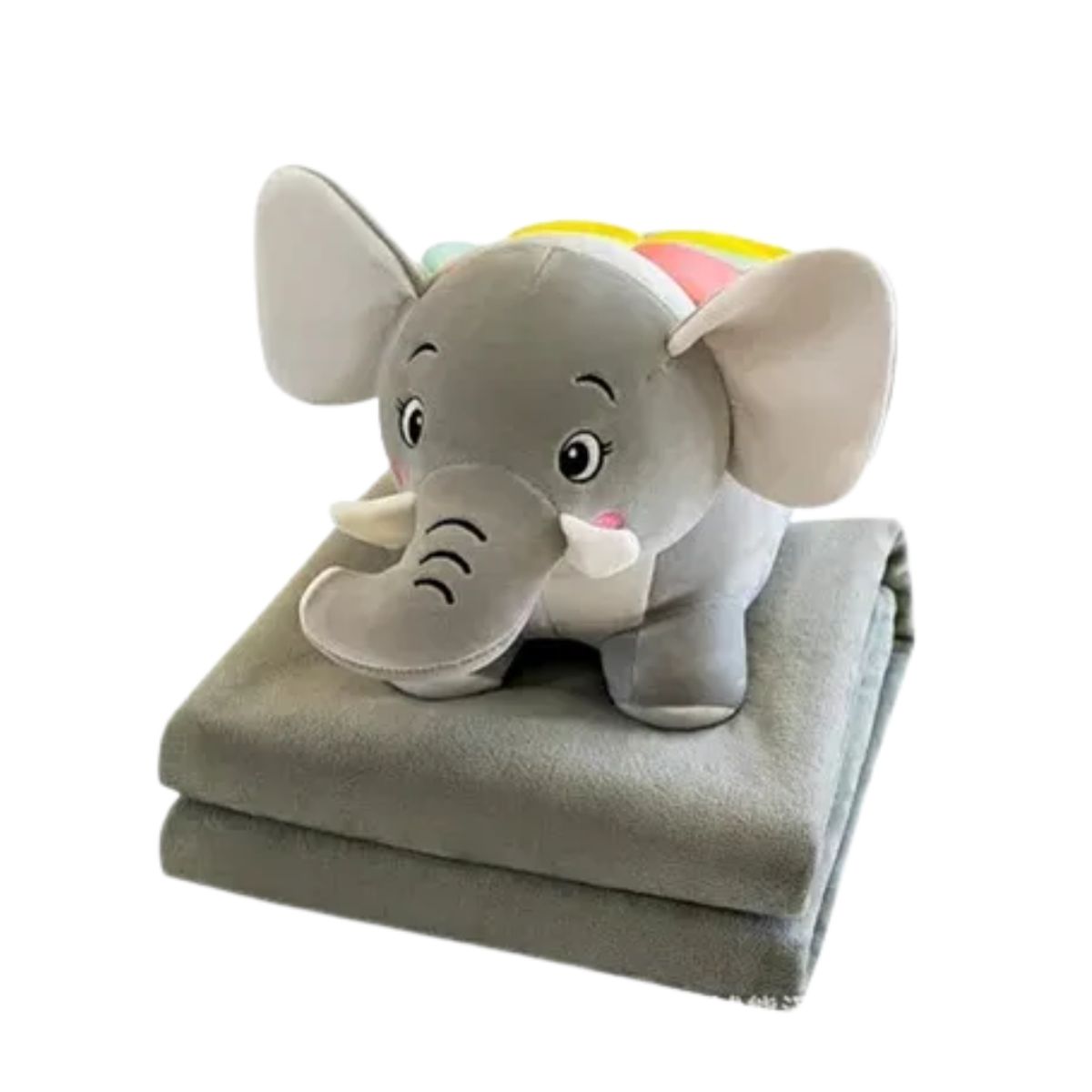 GENERICO - PELUCHE 3 EN 1 ELEFANTE GRIS CON MANTA GRANDE