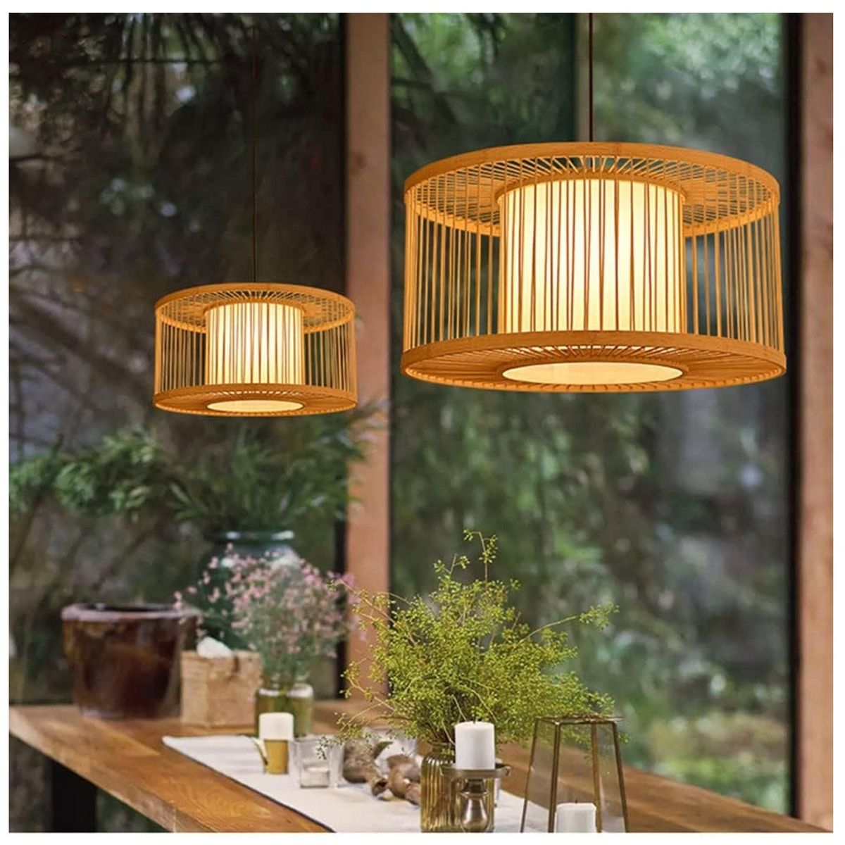 GENERICO - Lámpara de Techo Rústica Asiático Colgante