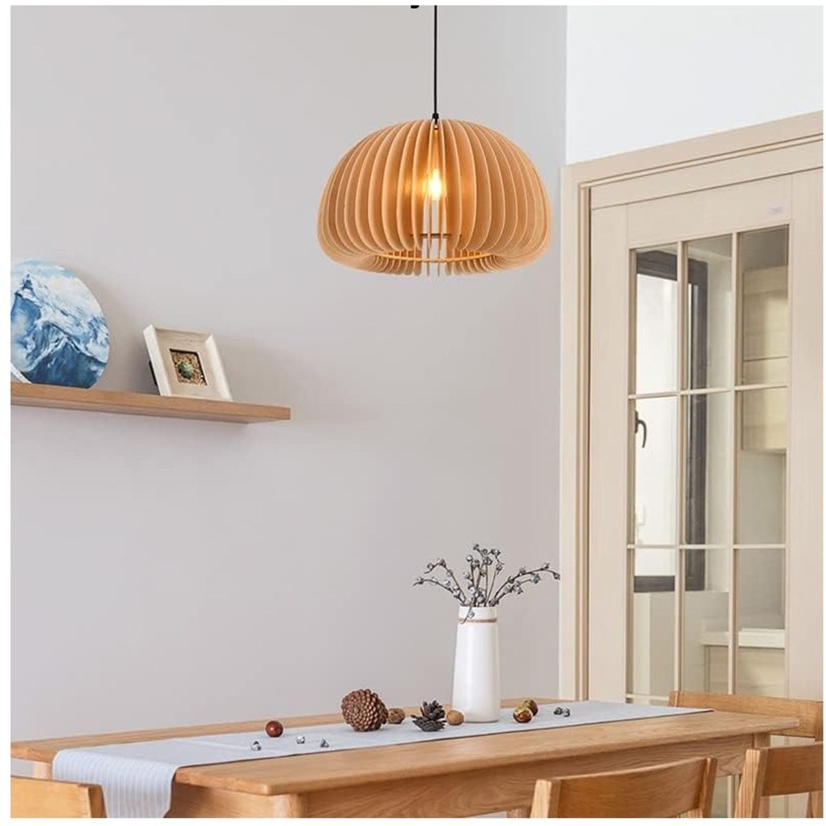 GENERICO - Lámpara colgante de madera maciza japonesa