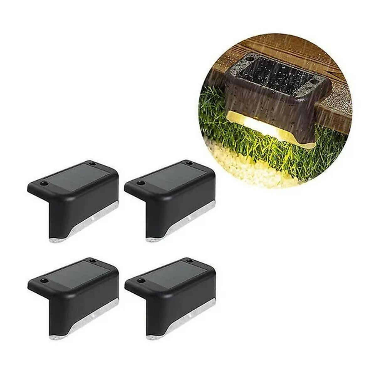 GENERICO - LUCES LED DECORATIVAS C/ BATERIA SOLAR PARA EXTERIORES PACK DE 4