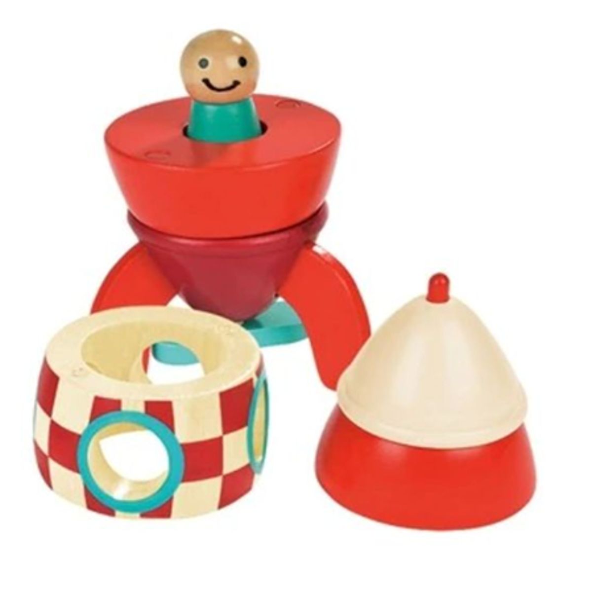 GENERICO - Juguete Cohete de Madera Magnético