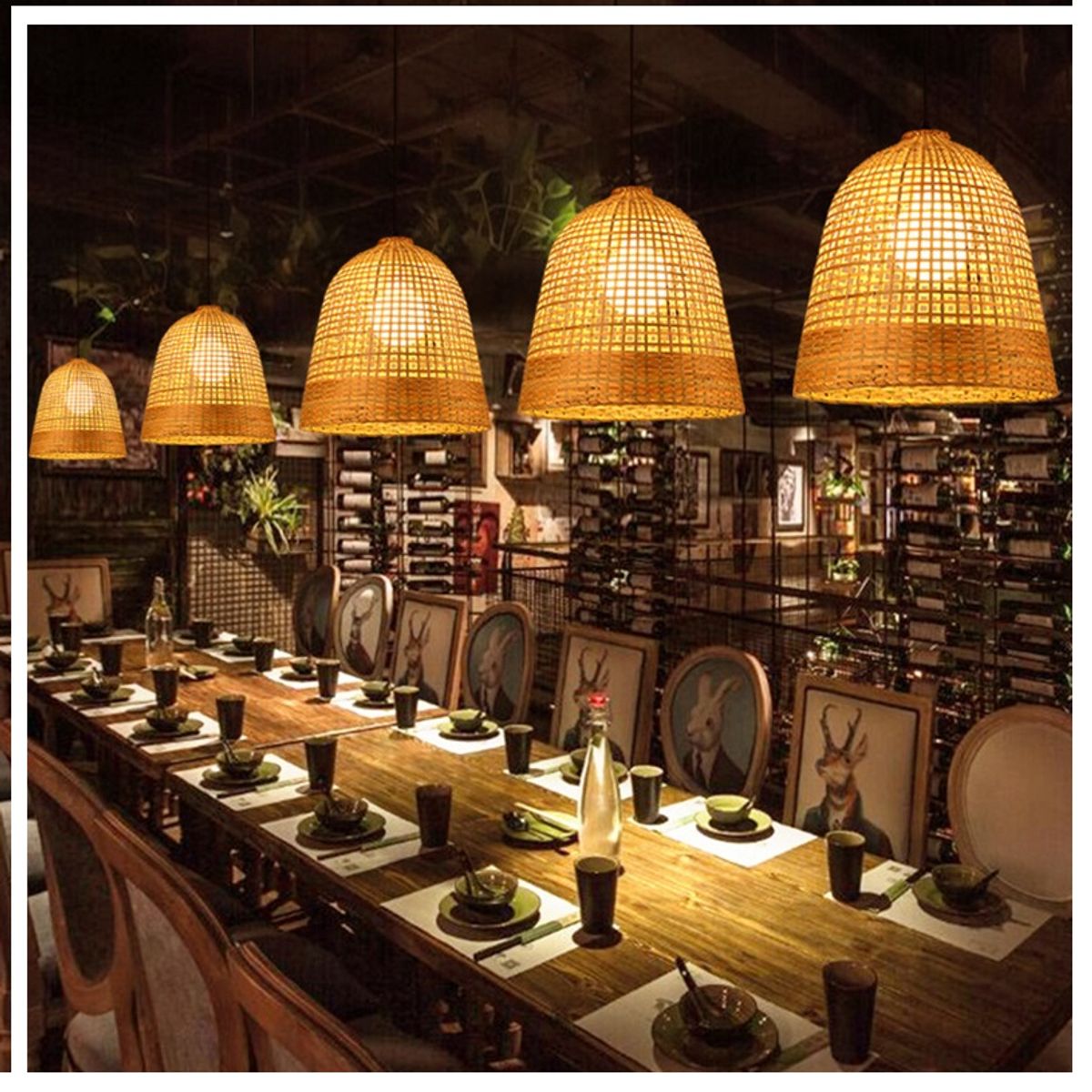 GENERICO - Lámpara modelo bambú asiático natural